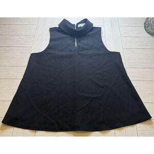 Sugar + Lips Choker Folder V-Neck Cutout Neckline‎ Black Back Exposed Zip Top XL